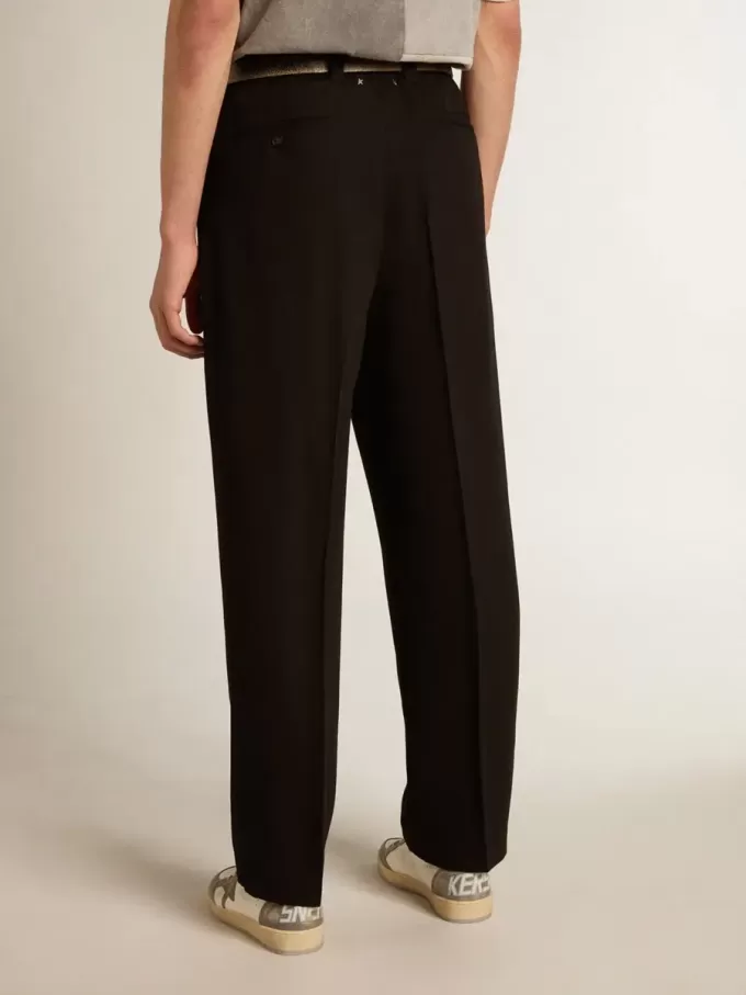 Zwarte broek van wol en viscose