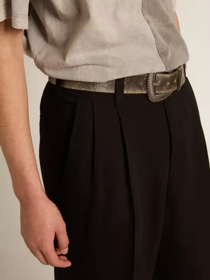 Zwarte broek van wol en viscose