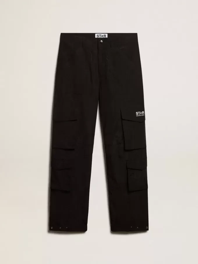 Zwarte cargobroek van ripstop nylon