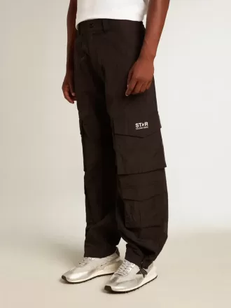 Zwarte cargobroek van ripstop nylon
