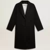 Zwarte cocoonjas voor dames met enkele knoopsluiting