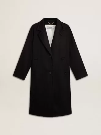 Zwarte cocoonjas voor dames met enkele knoopsluiting