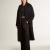 Zwarte cocoonjas voor dames met enkele knoopsluiting