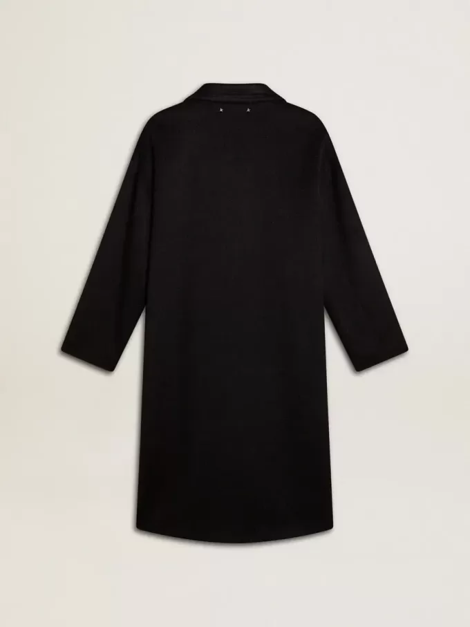 Zwarte cocoonjas voor dames met enkele knoopsluiting