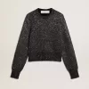 Zwarte cropped trui voor dames van wolmix met all-over pailletten