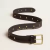 Zwarte damesriem van gewassen leer met gouden studs