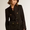 Zwarte double-breasted blazer voor dames
