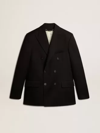 Zwarte double-breasted blazer voor heren met knoopsluiting