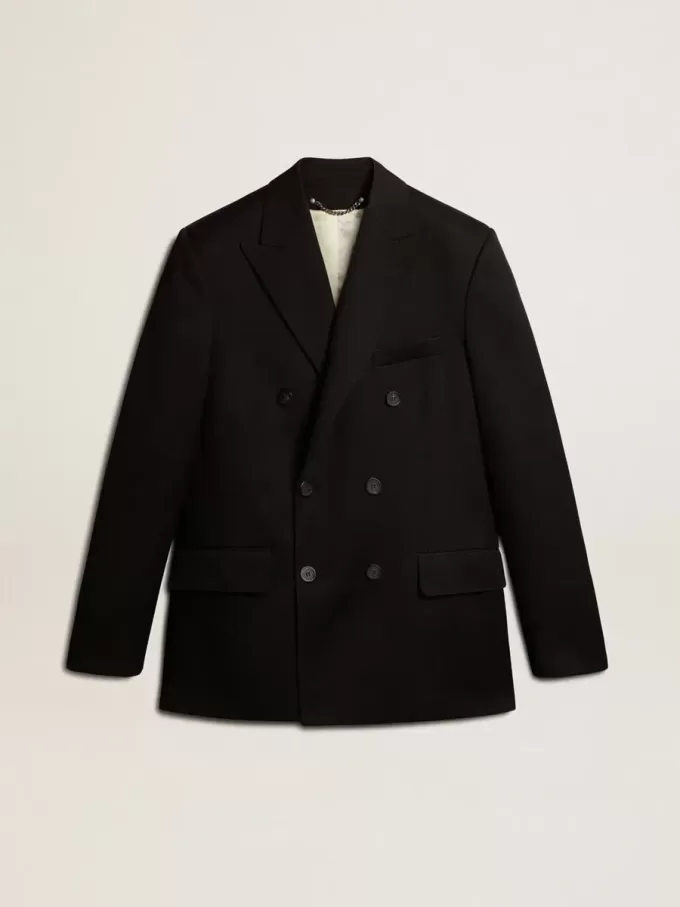 Zwarte double-breasted blazer voor heren met knoopsluiting