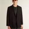 Zwarte double-breasted blazer voor heren met knoopsluiting