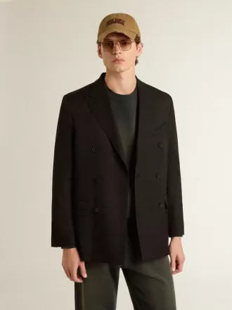 Zwarte double-breasted blazer voor heren met knoopsluiting