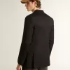 Zwarte double-breasted blazer voor heren met knoopsluiting