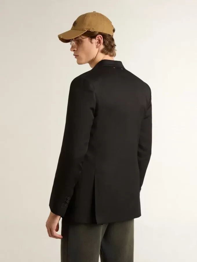 Zwarte double-breasted blazer voor heren met knoopsluiting