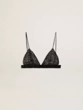 Zwarte gehaakte top voor dames met kristallen