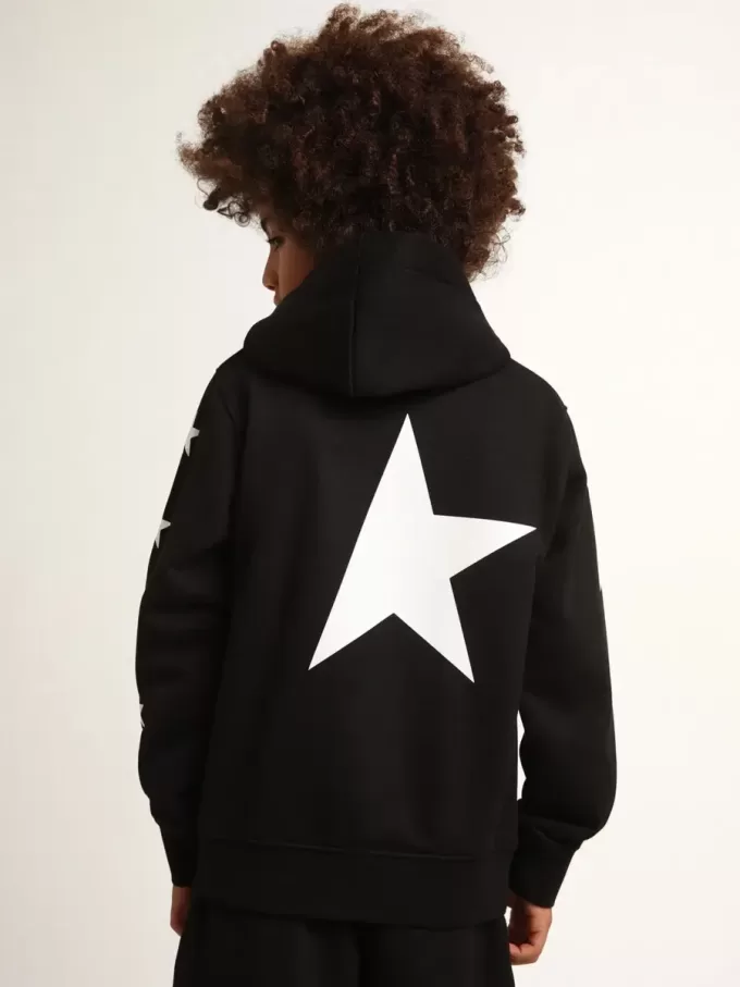 Zwarte hoodie voor jongens met contrasterende witte sterren