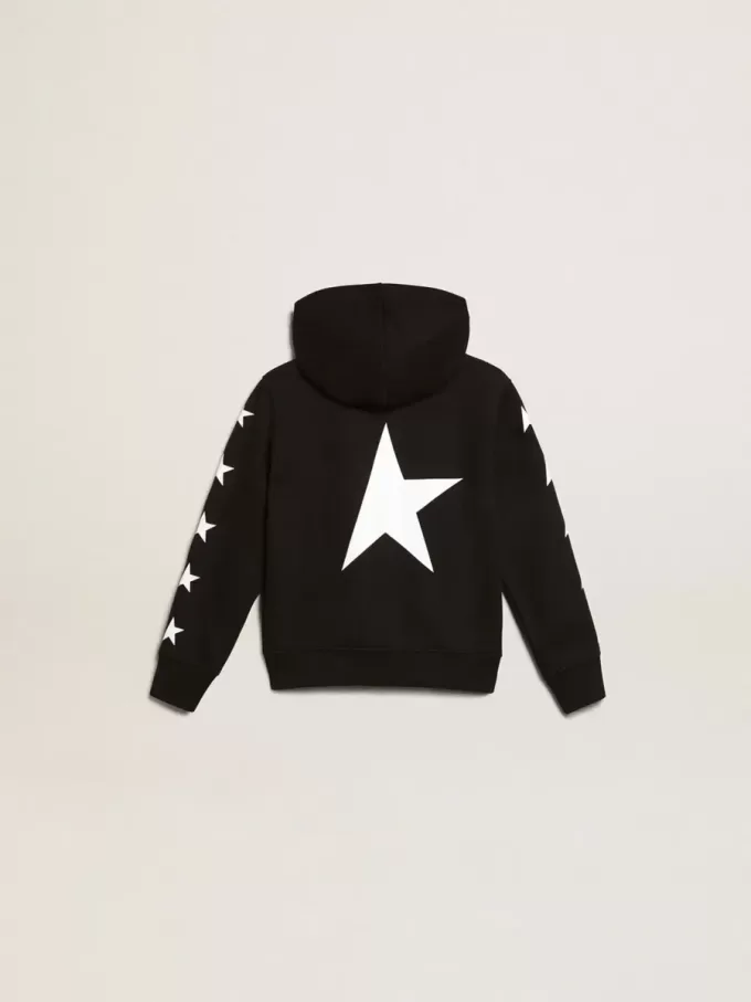 Zwarte hoodie voor jongens met contrasterende witte sterren