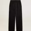 Zwarte joggingbroek voor dames met een ton sur ton toile de jouy-print