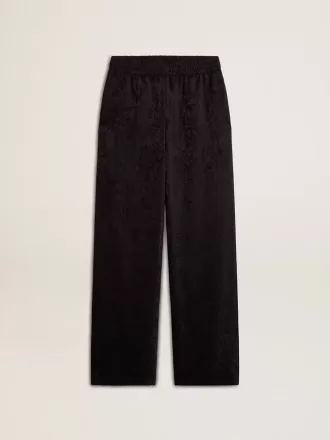 Zwarte joggingbroek voor dames met een ton sur ton toile de jouy-print