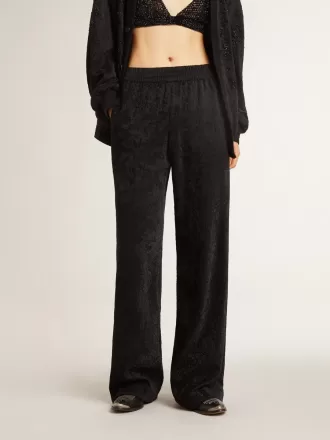 Zwarte joggingbroek voor dames met een ton sur ton toile de jouy-print