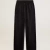 Zwarte joggingbroek voor dames met een ton sur ton toile de jouy-print