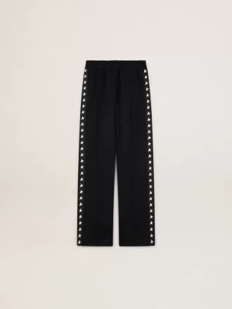 Zwarte joggingbroek voor dames met witte sterren aan de zijkanten