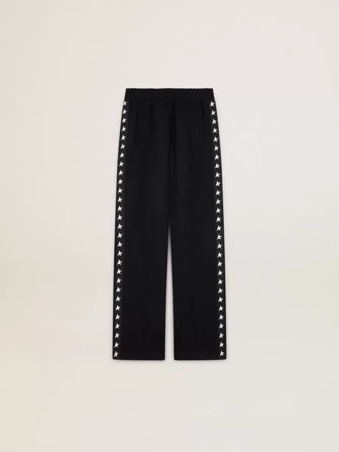 Zwarte joggingbroek voor dames met witte sterren aan de zijkanten
