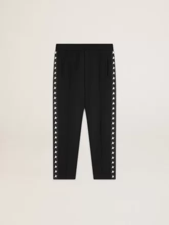 Zwarte joggingbroek voor heren met witte sterren aan de zijkanten