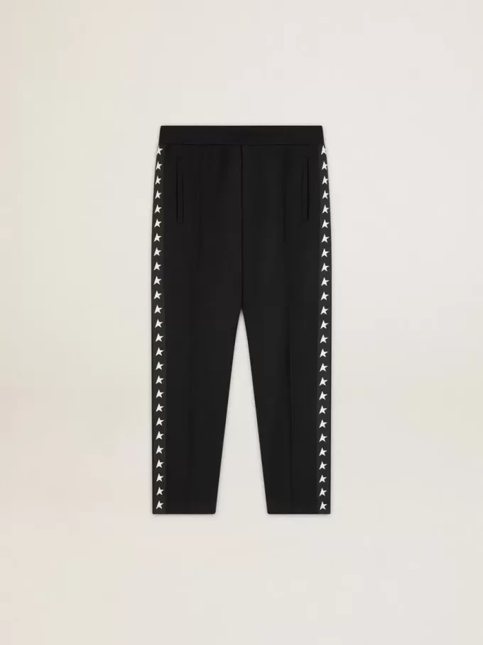 Zwarte joggingbroek voor heren met witte sterren aan de zijkanten