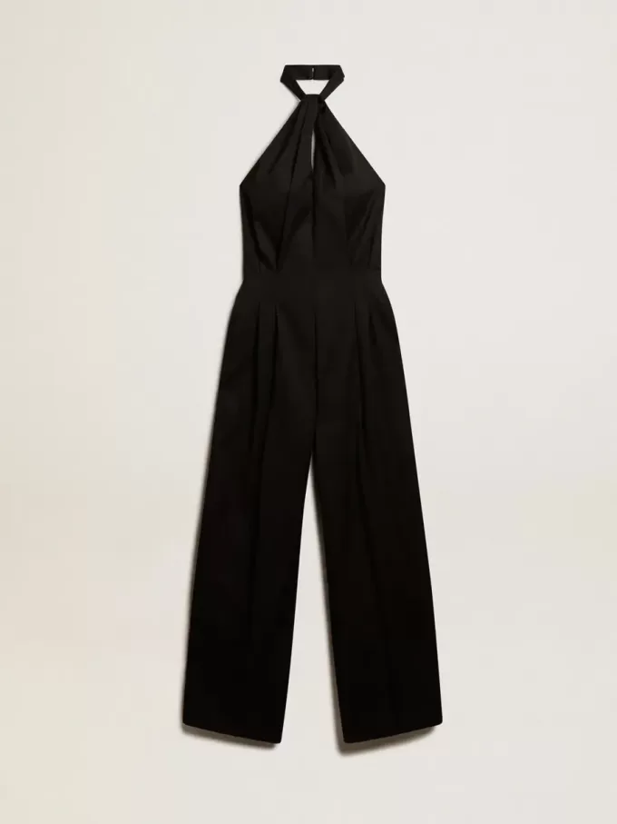Zwarte jumpsuit van wolgabardine
