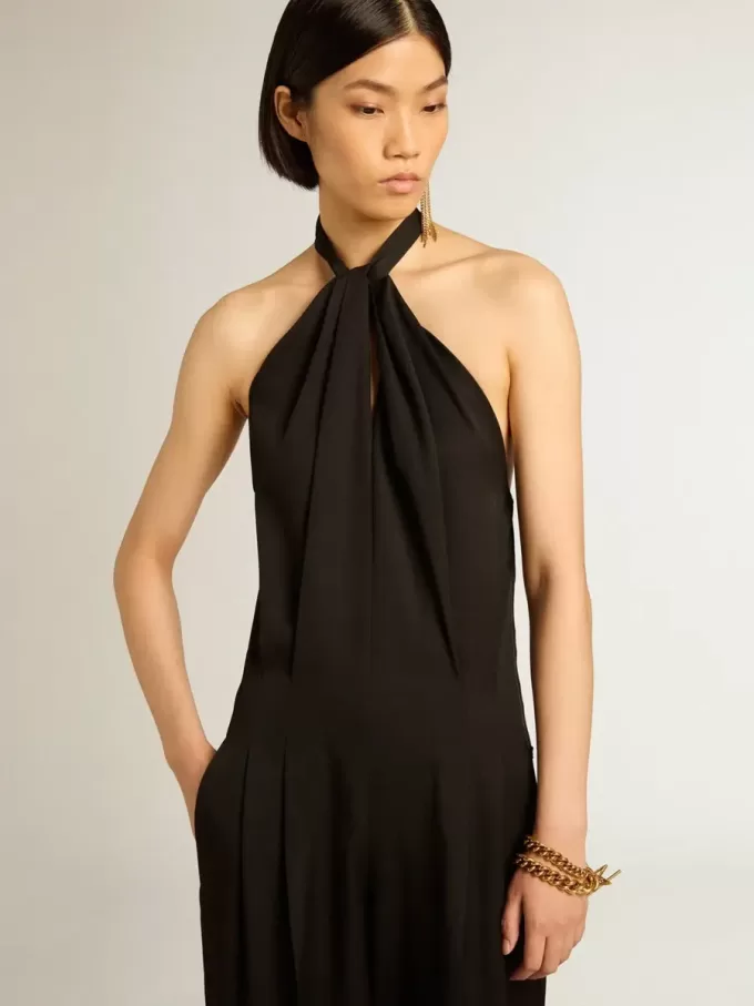 Zwarte jumpsuit van wolgabardine