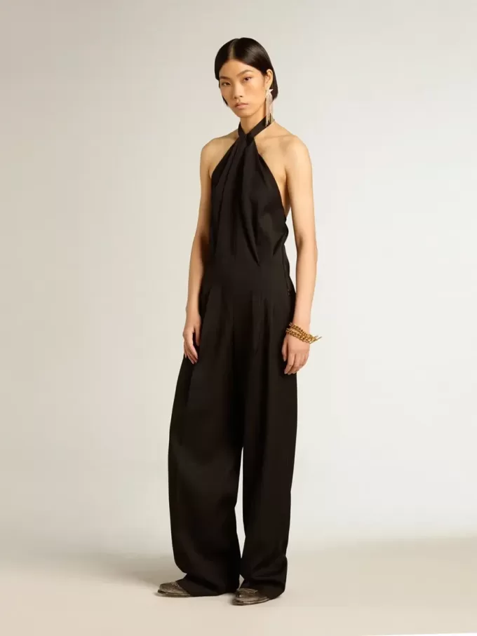 Zwarte jumpsuit van wolgabardine