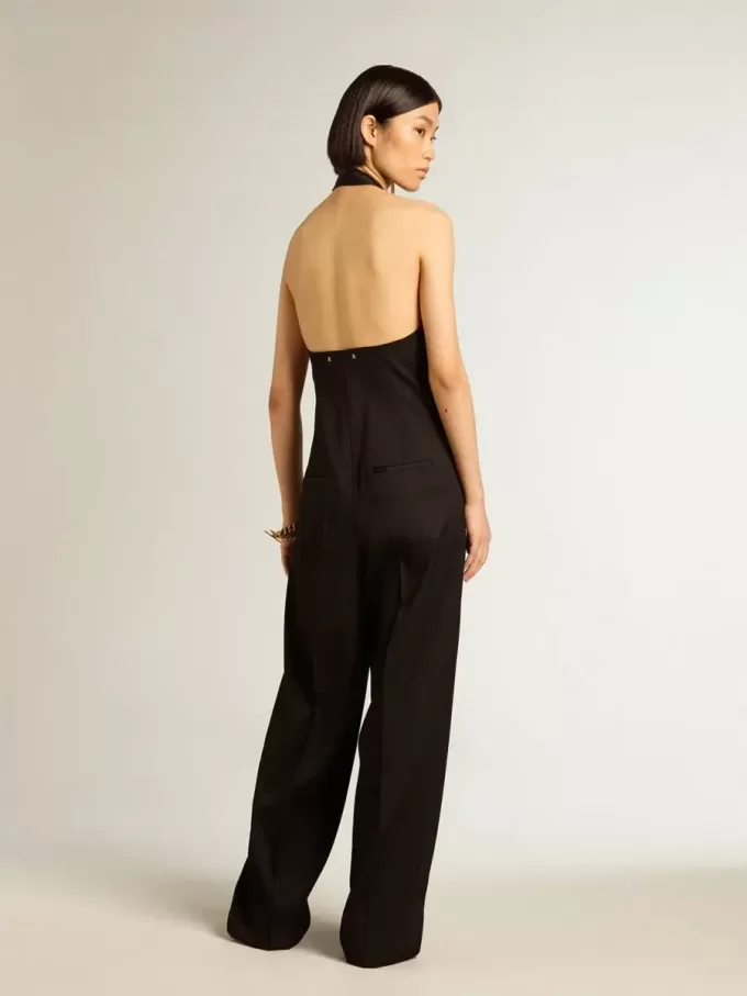 Zwarte jumpsuit van wolgabardine