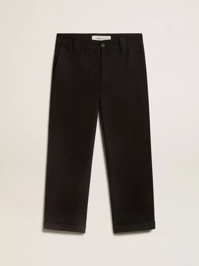 Zwarte katoenen chino voor heren