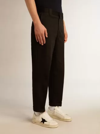 Zwarte katoenen chino voor heren