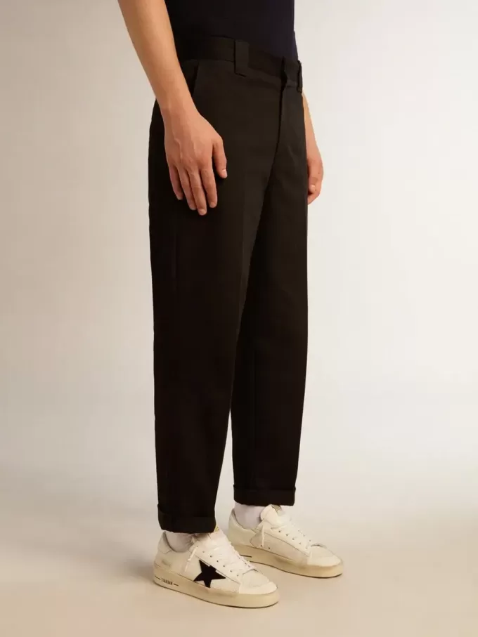 Zwarte katoenen chino voor heren