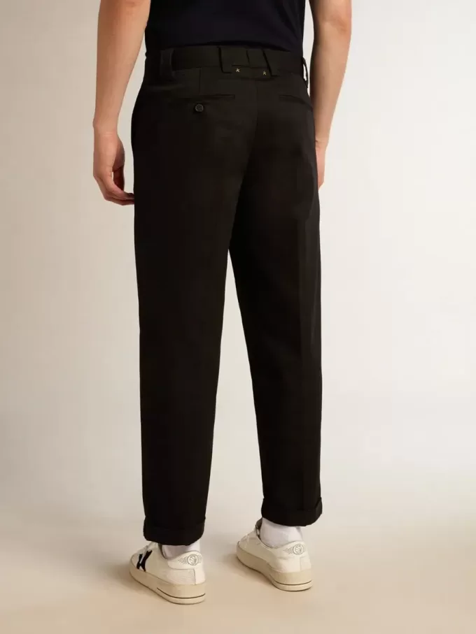 Zwarte katoenen chino voor heren