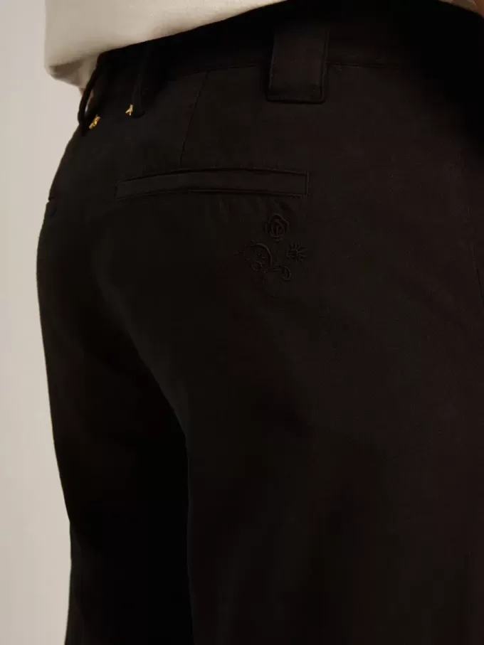 Zwarte katoenen chino voor heren