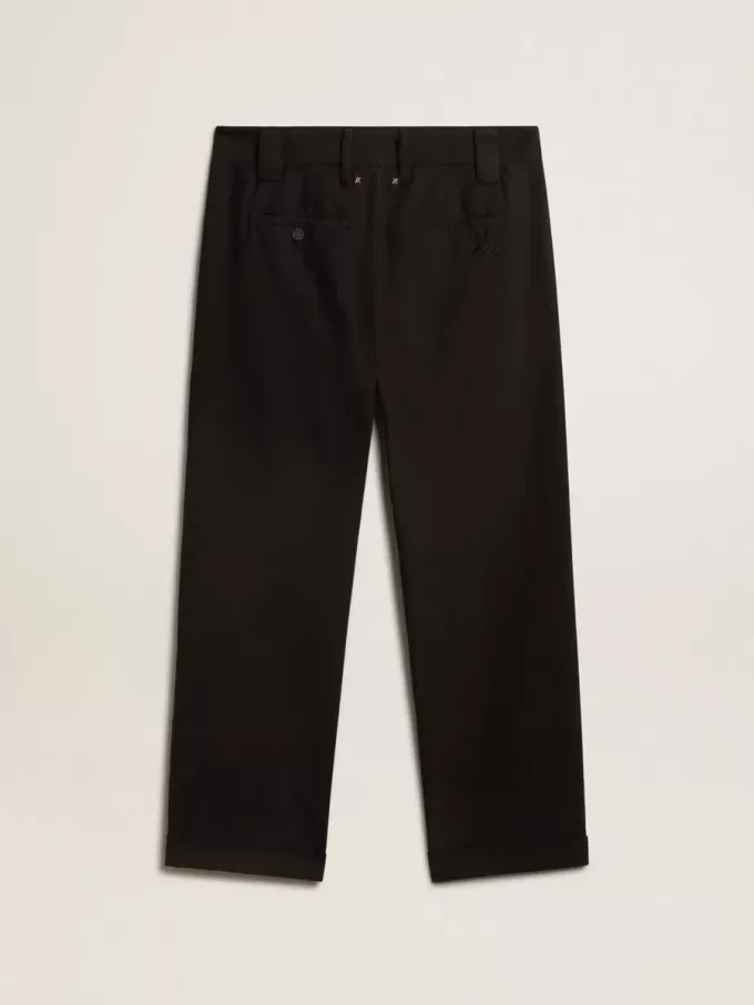 Zwarte katoenen chino voor heren