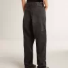 Zwarte katoenen damesjeans met slijtage-effect en patches aan de voorkant