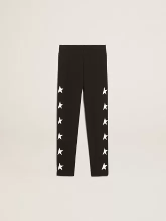 Zwarte legging voor meisjes met witte sterren aan de zijkanten