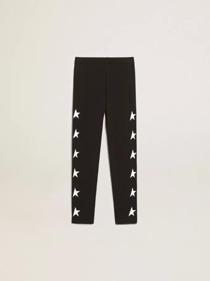 Zwarte legging voor meisjes met witte sterren aan de zijkanten