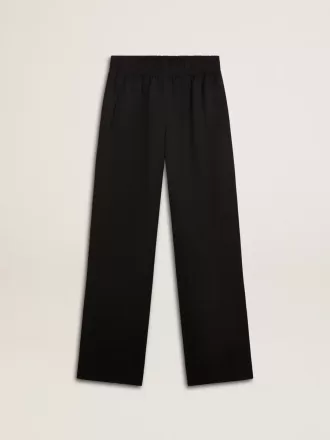 Zwarte, lichtgewicht joggingbroek van wol voor dames