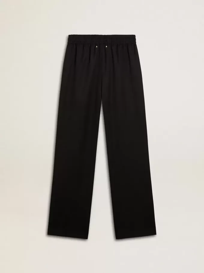 Zwarte, lichtgewicht joggingbroek van wol voor dames