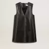 Zwarte nappa leren damesjurk met studs