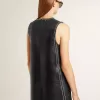 Zwarte nappa leren damesjurk met studs
