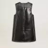 Zwarte nappa leren damesjurk met studs