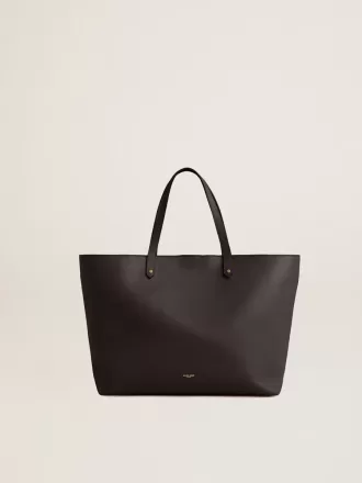 Zwarte Pasadena-tas van glad leer met gouden logo