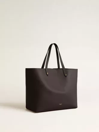 Zwarte Pasadena-tas van glad leer met gouden logo