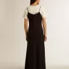 Zwarte slipdress voor dames met borduursels