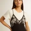 Zwarte slipdress voor dames met borduursels
